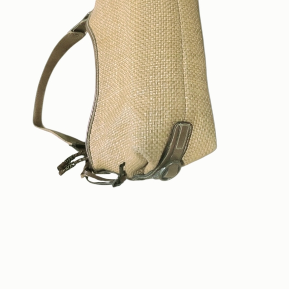 Fossil Vintage Beige Woven Straw Leather Shoulder Bag Purse - Picture 4 of 9